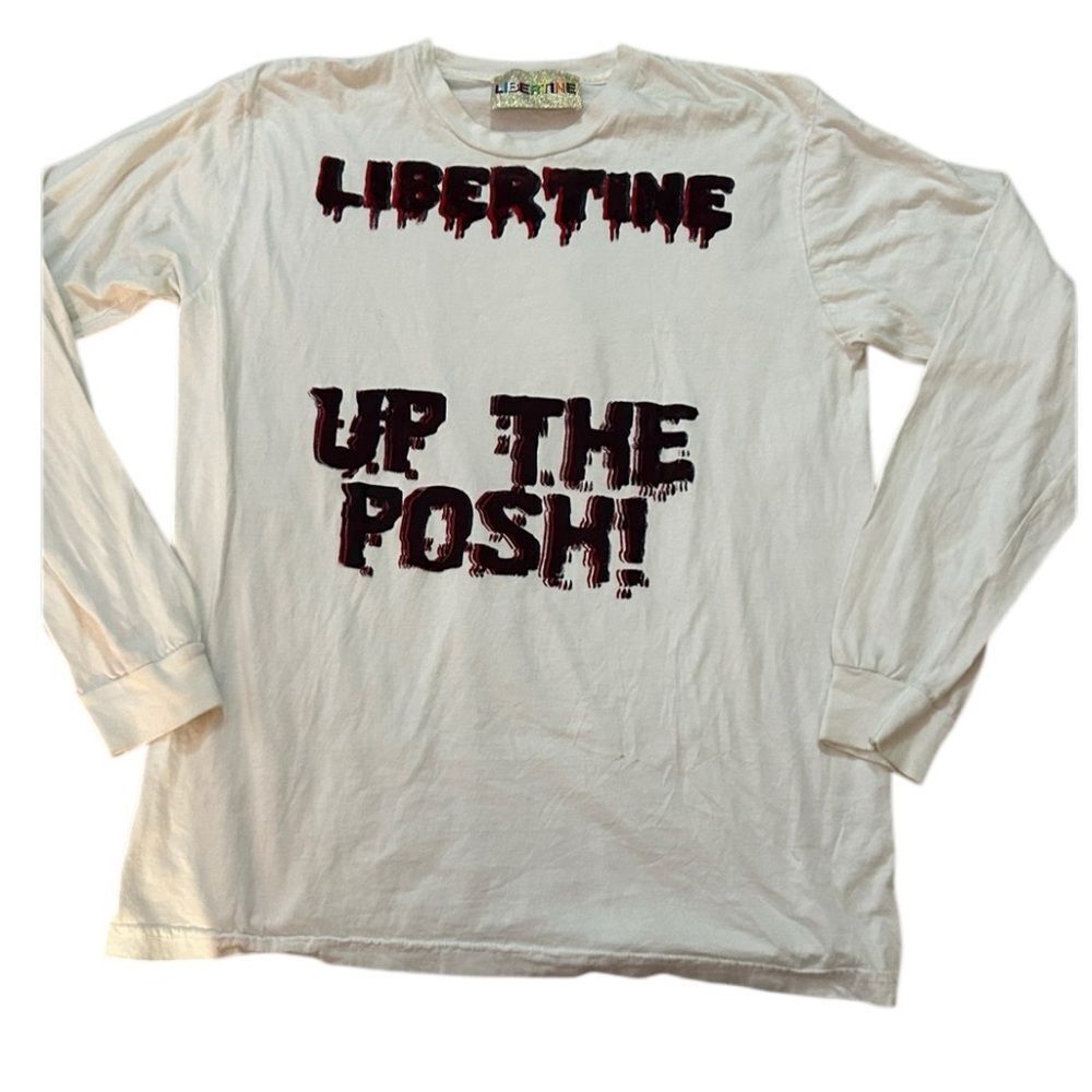 Very Rare Libertine “ up the posh “White Long Sleeve Shirt size large